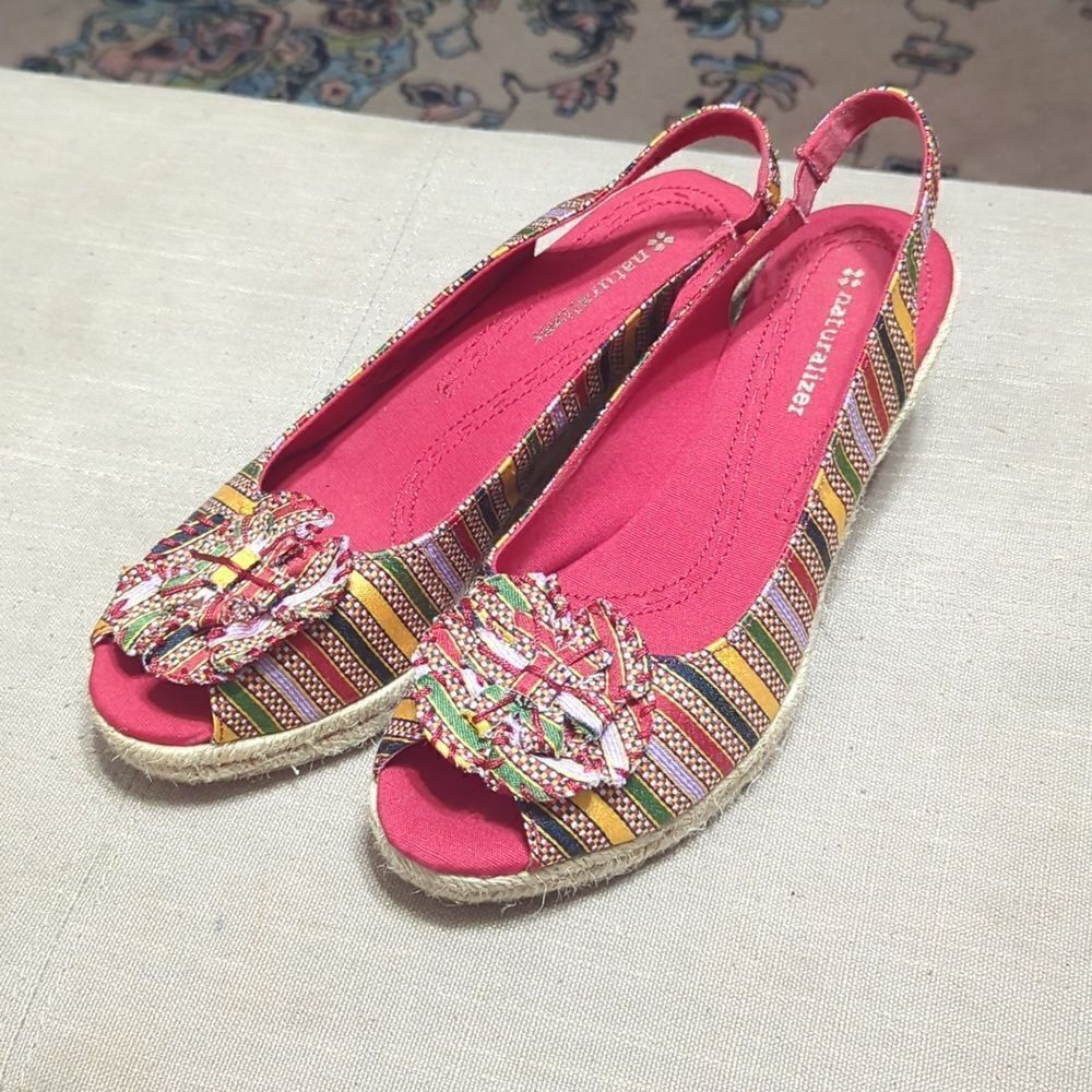 Naturalizer Berlynn multi-colored canvas elastic‎ slingback espadrille wedge 8